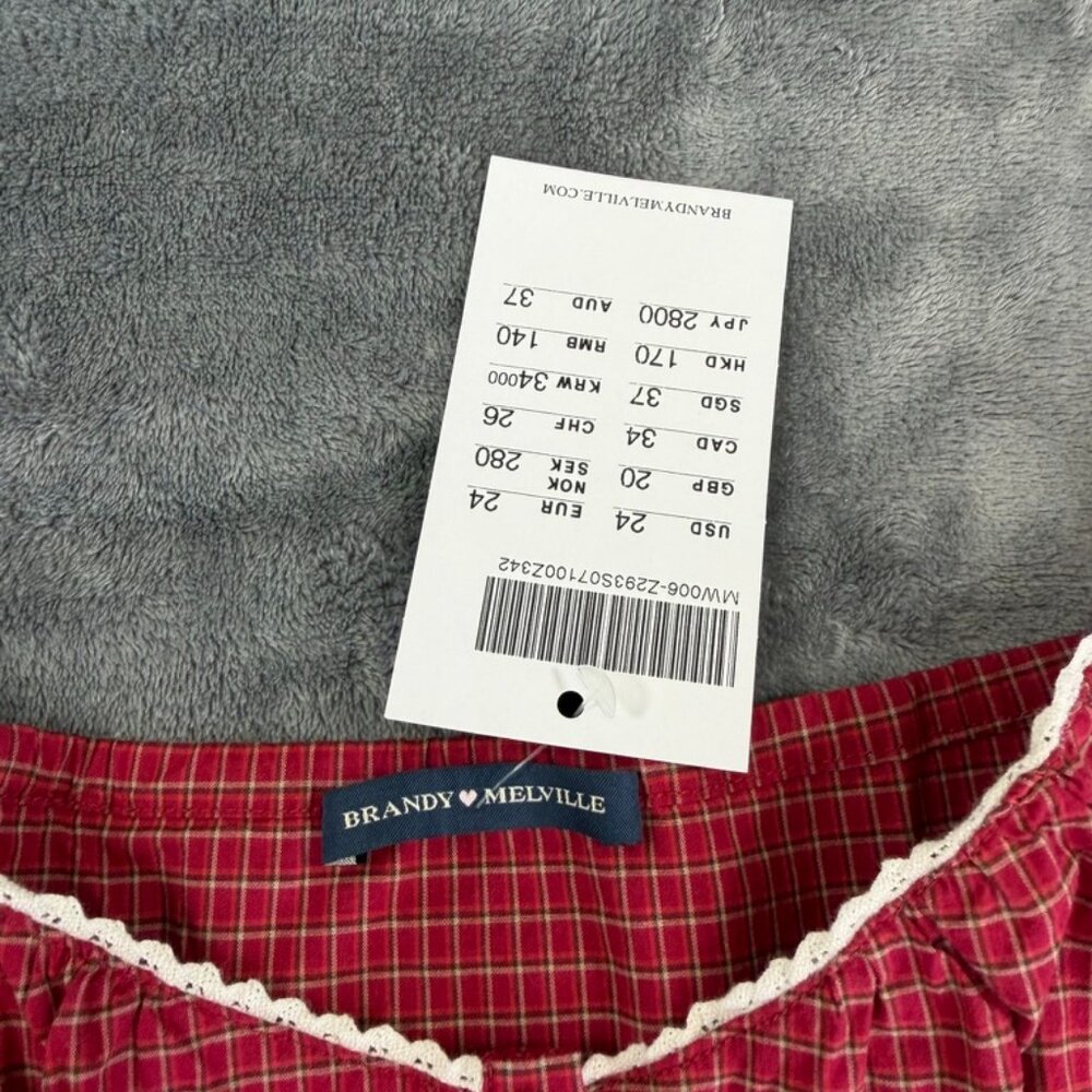 Brandy Melville Burgundy Plaid Tiffany Tank Top NWT - Picture 8 of 10